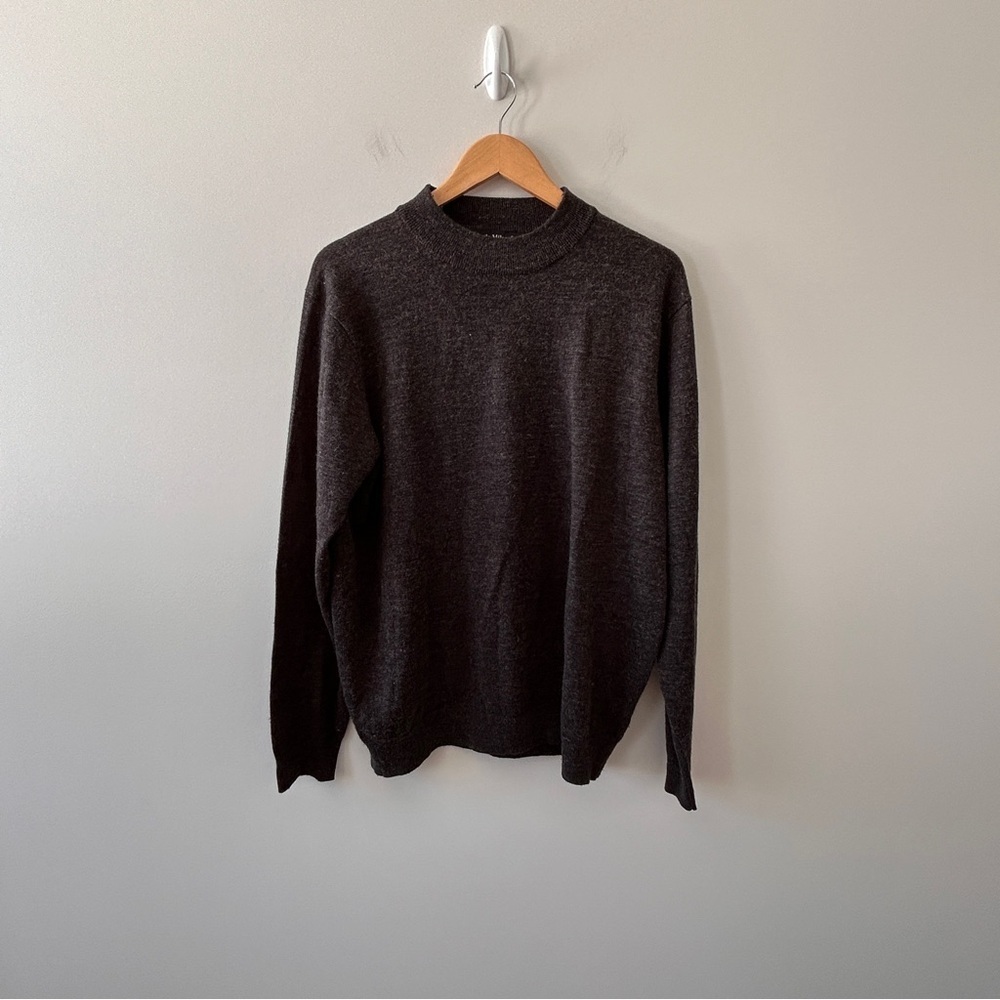 Scala Milano women’s Large Wool Blend Sweater Crew Neck Charcoal Layering - Picture 2 of 8